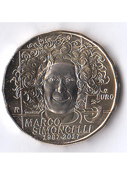 2017 - 5 Euro Bimetallica SAN MARINO dedicata a Marco Simoncelli Fdc